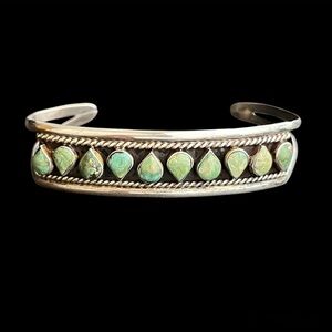 Los Ballesteros vintage sterling silver 925 and turquoise cuff bracelet